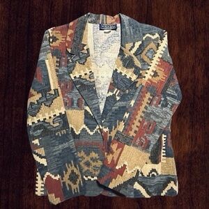 Vintage Willow Ridge Southwestern Aztec Blue Red Women’s Size 20 Blazer Jacket